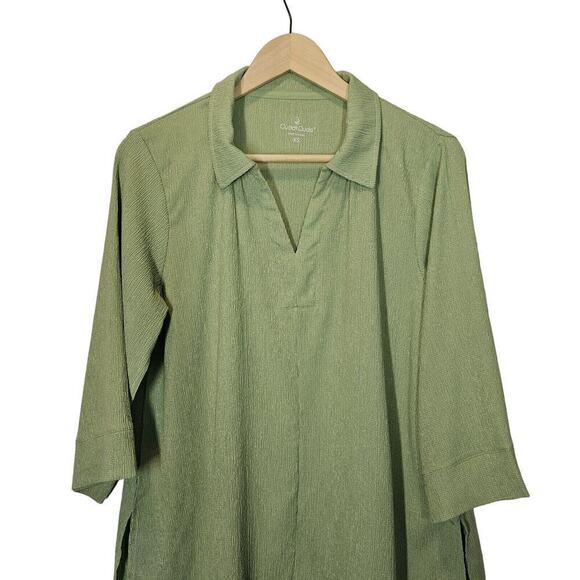 Cuddl Duds Crepe Knit Caftan‎ Tunic Top Quiet Green Cozy Loungewear Size XS - Picture 1 of 8